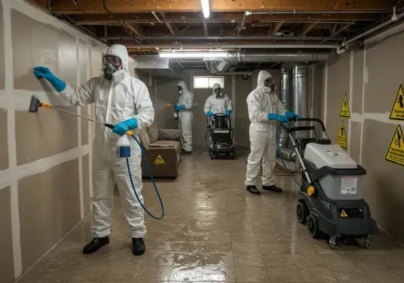 Basement Moisture Removal and Structural Drying process in Lake Mohawk, OH